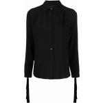 Chemises Philipp Plein noires à pompons en soie à manches longues pour femme 