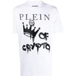 T-shirts à imprimés Philipp Plein blancs cassés à manches courtes à col rond pour homme en promo 