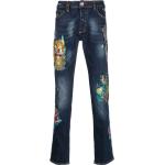Jeans droits Philipp Plein bleus à strass stretch W33 L34 pour homme en promo 