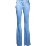 Pantalons en satin Philipp Plein bleus en satin coupe bootcut pour femme en promo 