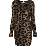 Robes de cocktail Philipp Plein noires à effet léopard à clous à manches longues à col rond pour femme en promo 