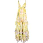 Robes fleuries Philipp Plein jaunes à fleurs à volants à col en V pour femme en promo 