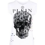 T-shirts à imprimés Philipp Plein blancs en jersey à motif têtes de mort à manches courtes pour femme en promo 