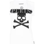 T-shirts à imprimés Philipp Plein blancs cassés en jersey à strass à motif têtes de mort à manches courtes à col rond pour femme en promo 