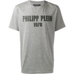 T-shirts à imprimés Philipp Plein gris en coton mélangé à manches courtes à col rond pour homme en promo 