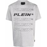 T-shirts à imprimés Philipp Plein gris en coton mélangé à manches courtes à col rond pour homme en promo 