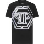 T-shirts à imprimés Philipp Plein noirs en cuir à col rond Taille XL 