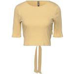 T-shirts manches 3/4 Pieces jaunes en coton à manches trois-quart à col rond Taille XL pour femme 