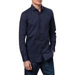 Chemises unies Pierre Cardin bleus foncé à motif ville à manches longues classiques pour homme 