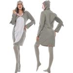 Robes sweat de soirée grises à motif requins à capuche Taille L look sexy pour femme 