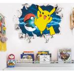Pikachu 3D bataille Tyrannosaurus enfants chambre décoration murale décoration murale dessin animé animaux de compagnie fée stickers - Blue Dream