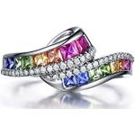 Alliances double multicolores en cristal 18 carats look fashion pour femme 
