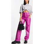 Pantalons taille haute Pimkie roses en cuir synthétique Taille XXS pour femme 