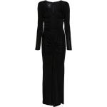 Robes de soirée longues Pinko noires en viscose à manches longues à col en V pour femme 