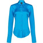 Chemises satinées Pinko bleues en satin stretch à manches longues Taille L 