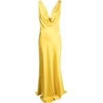 Robes de soirée longues Pinko jaune canari en satin maxi sans manches à col bénitier Taille XL pour femme 