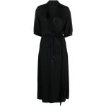 Robes évasées Pinko noires en viscose à franges longues à manches courtes à col en V Taille XS pour femme 
