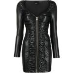 Robes de soirée longues Pinko noires en cuir synthétique à manches longues à col en V Taille XL pour femme 