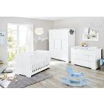 Pinolino Chambre de bébé pour chambre d'enfant - Polar - Extra large - Lit d'enfant, armoire et commode à langer - Blanc