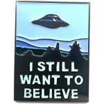 Pin's en métal émaillé avec inscription « I Still Want To Believe X Files UFO Alien Conspiracy Roswell », Métal