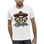 PIXEL EVOLUTION T-Shirt Crane Mexicain - DIA DE Los Muertos - Maracas ET Sombrero Homme - Taille M - Blanc