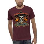 PIXEL EVOLUTION T-Shirt Crane Mexicain - DIA DE Los Muertos - Maracas ET Sombrero Homme - Taille XXL - Bordeaux