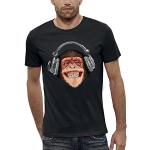 PIXEL EVOLUTION T-Shirt Singe DJ - Singe avec Un Casque DE DJ Homme - Taille L - Noir