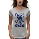 PIXEL EVOLUTION T-Shirt The French Touch - Coq Bleu Blanc Rouge Femme - Taille 2/M - Gris Chiné