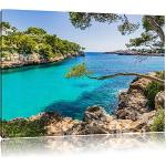 Pixxprint Mallorca Bay Cove ALS Leinwandbild/Größe: 60x40 cm/Wandbild/Kunstdruck/fertig bespannt