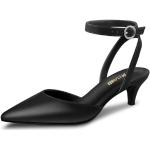 Sandales d'été noires à kitten heel Pointure 37 avec un talon entre 3 et 5cm look fashion pour femme 