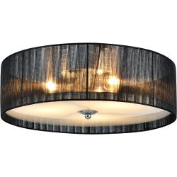 Plafonnier moderne lustre design lampe à suspension salon diamètre 40 cm tissu verre noir blanc 03_0005937