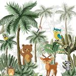 Papier peint intissé 250 cm X 250 cm, animaux de la forêt, déco chambre d'enfant: créez un univers magique