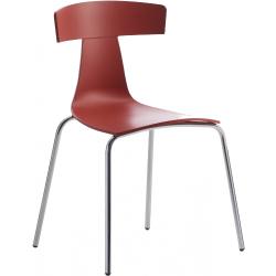 Plank - Remo Plastic Chaise plasticque Rouge Corail / Chromé