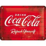 Plaque décorative en métal en relief 20 x 15 cm Coca Cola Logo Rouge Nostalgic Art - multicolore 4036113261737