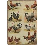 Plaque en métal étain poulets, poules et coqs races Vintage étain affiche métal signe décoration murale pays cuisine maison Garage décor 30,5 x 20,3 cm