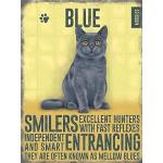 Plaque murale en métal de style rétro chat bleu russe chaton cadeau