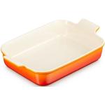 Plats rectangulaires Le Creuset orange à rayures en céramique compatibles lave-vaisselle 