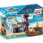 Playmobil - 71254 - Les Pirates - Starter Pack Pirate Et Barque - 42 Pièces - Pour Enfants De 4 Ans Et Plus Bleu