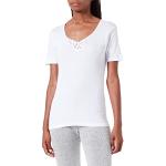 Playtex T-Shirt Col V Manches Courtes 100% Coton Cotton Feminine x1 Femme, Blanc, XL