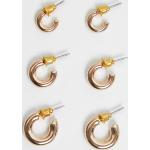 Boucles d'oreilles dorées en métal créoles en lot de 3 pour femme 