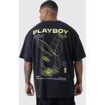 T-shirts à imprimés boohooMAN noirs Playboy à manches courtes Taille XXL plus size pour homme 