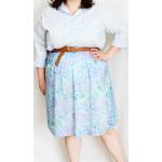 Jupes imprimées turquoise pastel à fleurs en polyester à motif USA Taille XXL plus size look vintage pour femme 