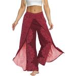 Pantalons large rouges en mousseline à motif mandala Taille L look fashion pour femme 