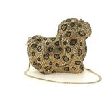 Pochettes bronze à effet léopard en cuir à strass à motif chiens 