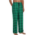 Pantalons de pyjama pour fêtes de Noël verts à carreaux en flanelle en lot de 2 Taille M plus size look sexy pour homme 