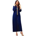 Robes longues ethniques de soirée bleu marine à capuche longues Taille XL style ethnique pour femme 
