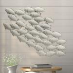 Poissons essaim mur objet photo fer gris salon suspendu décoration 97 cm
