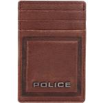 Porte-cartes bancaires Police marron en cuir look fashion pour homme 