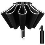 Parapluie Canne - Anti Tempte - Ouverture Automatique - Super Solide Avec  10 Baleines En Fibre, Noir