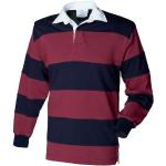 Front Row Sewn Stripe Long Sleeve Sports Rugby Polo Shirt